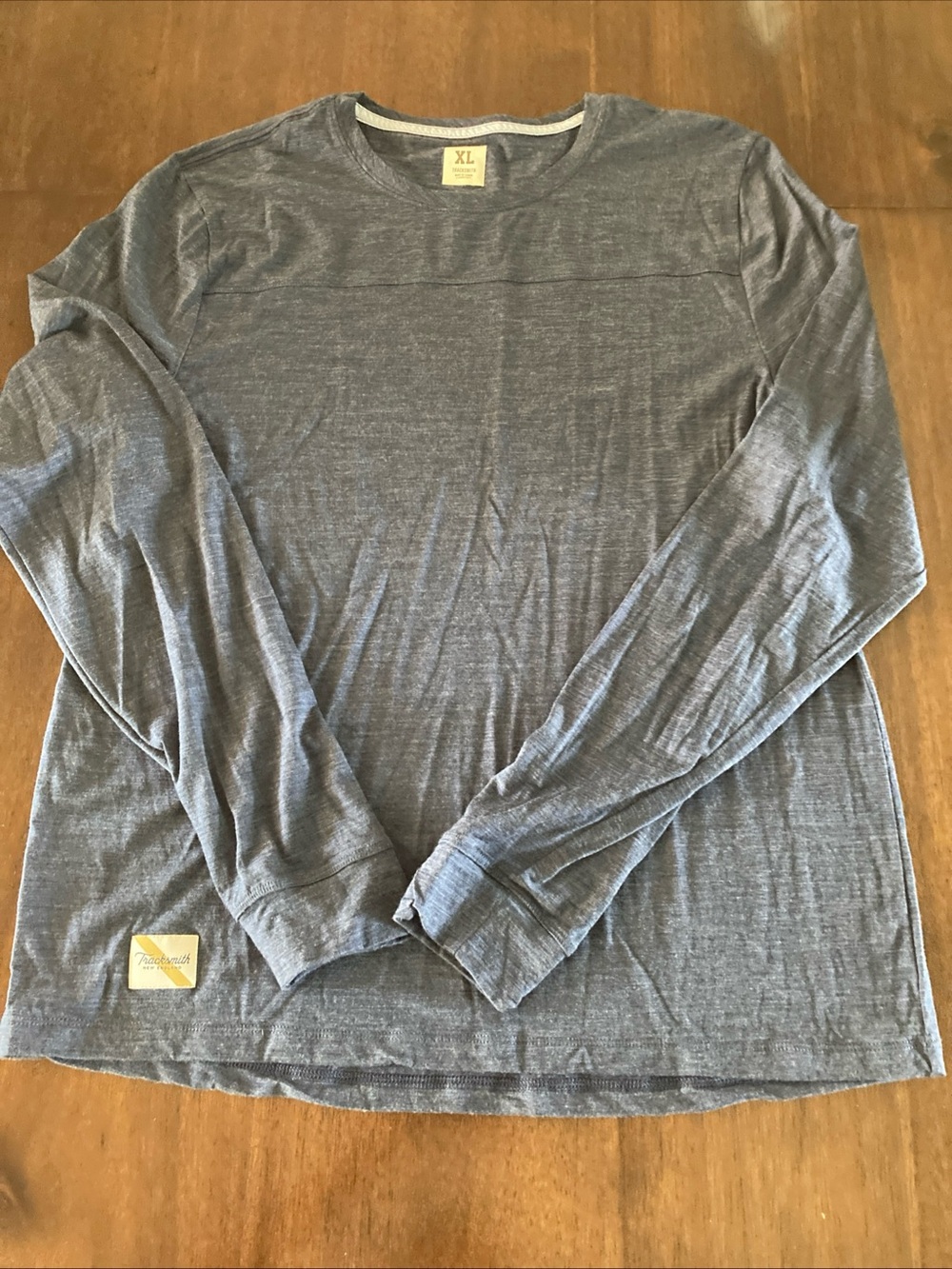Tracksmith Men's Harrier merino wool Long-Sleeve Crewneck Shirt - Blue
